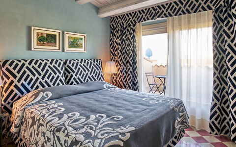 Villa Majoli 9: Furniture, Blue, Interior Design, Bed, Bedroom, Floor, Flooring, Wall, Bedding, Bed Sheet