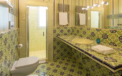 Villa Majoli 9: Bathroom Sink, Bathroom, Flooring, Interior Design, Floor, Plumbing Fixture, Sink, Tap, Toilet Seat, Tile