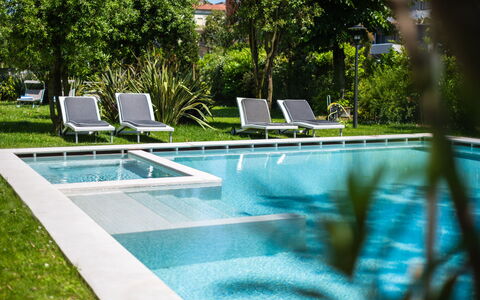 Villa Guidi 10: Swimming Pool, Outdoor Furniture, Resort, Shade, Composite Material, Sunlounger, Furniture, Garden, Eco Hotel, Water Feature