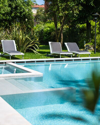 Villa Guidi 10: Swimming Pool, Outdoor Furniture, Resort, Shade, Composite Material, Sunlounger, Furniture, Garden, Eco Hotel, Water Feature
