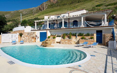 Villa Olimpia 6+2: Blue, Swimming Pool, Outdoor Furniture, Resort, Furniture, Chair, Eco Hotel, Estate, Umbrella, Villa