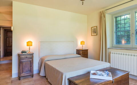 Casale dei Tigli 8: Interior Design, Furniture, Flooring, Ceiling, Room, Floor, Bed, Home, Bedroom, Picture Frame