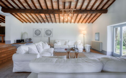 Villa Carmeli 12+2: Furniture, Interior Design, Flooring, Ceiling, Floor, Home, Couch, Room, Living Room