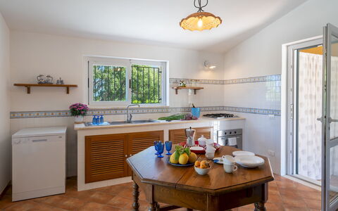 Villa le Sorbe 12: Furniture, Interior Design, Flooring, Kitchen, Countertop, Ceiling, Floor, Home, Room, Chair
