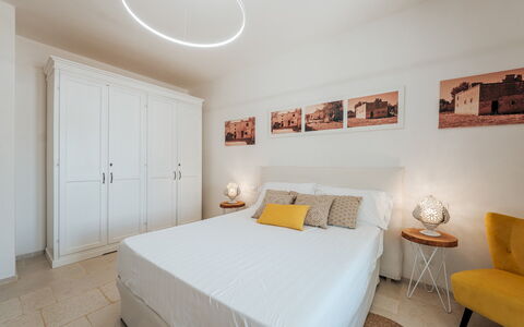 La Torre di Monsignore 12: Bed, Interior Design, Furniture, Bedroom, Floor, Wall, Flooring, Wood, Ceiling, Bedding