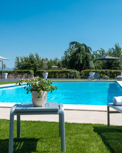 Villa Atmosfere 8: Swimming Pool, Resort, Outdoor Furniture, Shade, Garden, Landscaping, Lawn, Chair, Eco Hotel, Yard