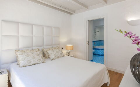 Villa Rossa 12: Bed, Bedroom, Furniture, Bedding, Bed Sheet, Interior Design, Floor, Home, Linens, Flooring