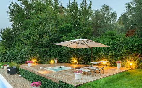 Villa Rossa 12: Garden, Swimming Pool, Outdoor Furniture, Furniture, Umbrella, Backyard, Flowerpot, Outdoor Table, Resort, Chair