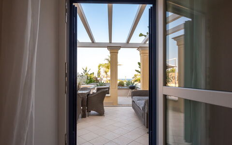 Villa Callari 6+2: Glass, Shade, Eco Hotel, Chair, Balcony, Resort, Wood Stain, Houseplant, Outdoor Furniture, Home Door