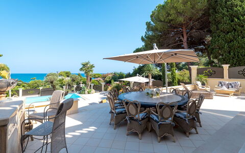 Villa Callari 6+2: Resort, Outdoor Furniture, Shade, Umbrella, Sea, Chair, Flowerpot, Coast, Eco Hotel, Tropics