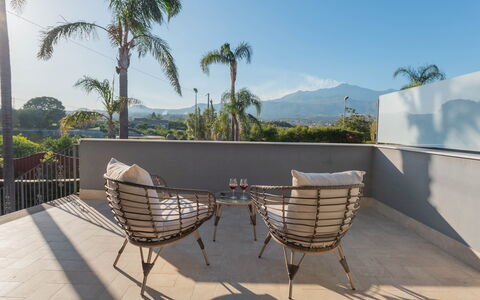 Villa Ingrid 12: Furniture, Outdoor Furniture, Chair, Shade, Eco Hotel, Balcony, Houseplant, Resort, Outdoor Table