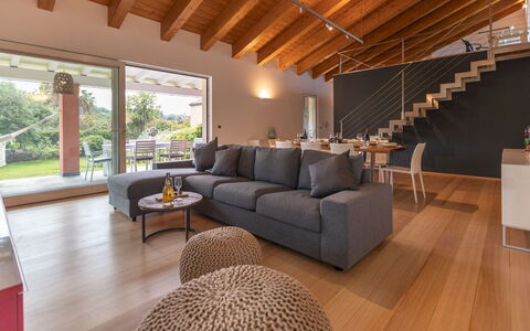 Villa Kimia 8: Interior Design, Furniture, Flooring, Wood, Floor, Couch, Ceiling, Living Room, Home, Room