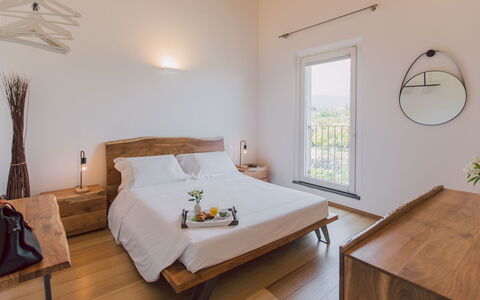 Villa Kimia 8: Furniture, Wood, Bedroom, Interior Design, Bed, Home, Flooring, Floor, Wood Flooring, Bed Sheet