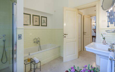Villa Lucente 6+2: Flooring, Interior Design, Bathroom, Floor, Plumbing Fixture, Bathroom Sink, Tap, Ceiling, Plumbing, Home