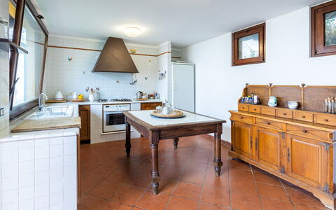 Tenuta Contessa Chiara 17: Kitchen, Flooring, Furniture, Interior Design, Countertop, Wood, Cabinetry, Floor, Ceiling, Room