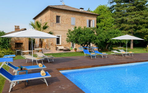 Villa Rustica 8: Swimming Pool, Blue, Sunlounger, Outdoor Furniture, Resort, Umbrella, Estate, Hacienda, Villa, Eco Hotel