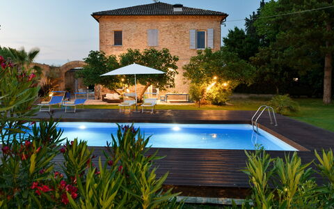 Villa Rustica 8: Swimming Pool, Resort, Outdoor Furniture, Sunlounger, Umbrella, Residential Area, Furniture, Eco Hotel, Flowerpot, Thermae