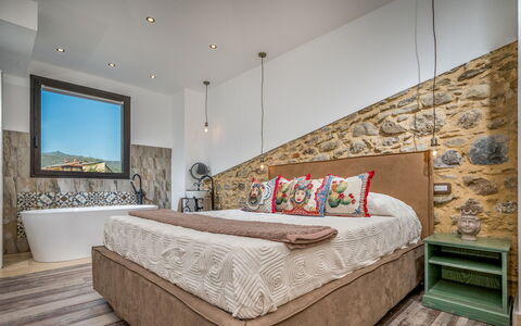 Villa Gallus 6: Furniture, Interior Design, Flooring, Wall, Floor, Bedroom, Bed, Wood, Ceiling, Room
