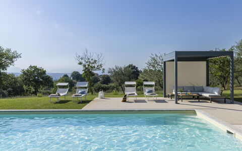 Villa Petrillo 6: Swimming Pool, Outdoor Furniture, Land Lot, Garden, Shade, Resort, Landscaping, Outdoor Structure, Lawn