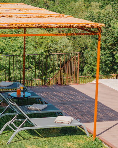 Villa Sumac 6: Wood, Swimming Pool, Shade, Outdoor Furniture, Wood Stain, Garden, Outdoor Structure, Eco Hotel, Hardwood, Backyard