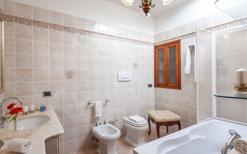 Villa Banci 8: Plumbing Fixture, Interior Design, Flooring, Bathroom, Floor, Bathroom Sink, Sink, Tap, Plumbing, Ceiling