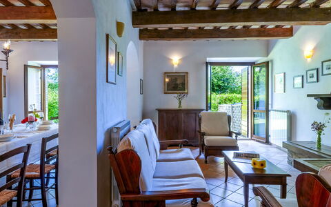 Villa Banci 8: Wall, Furniture, Chair, Houseplant, Flowerpot, Kitchen & Dining Room Table, Resort, Villa, Eco Hotel, Dining Room