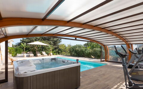 Villa i Mori 4: Wood, Resort, Shade, Leisure, Eco Hotel, Wood Stain, Swimming Pool, Outdoor Furniture, Houseplant, Outdoor Structure