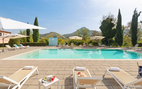 Tenuta Esdra 20: Swimming Pool, Mountain, Hill, Resort, Outdoor Furniture, Mountain Range, Eco Hotel, Chair, Umbrella, Resort Town