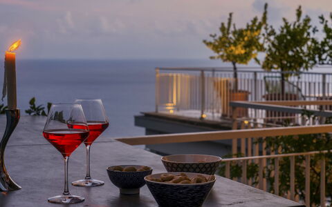 Villa Ponti 6: Furniture, Tableware, Drinkware, Table, Wine, Chair, Bottle, Stemware