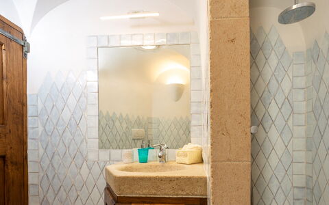 Villa Anga 10+1: Wall, Ceiling, Interior Design, Flooring, Floor, Light Fixture, Tile, Plumbing Fixture, Plumbing, Bathroom