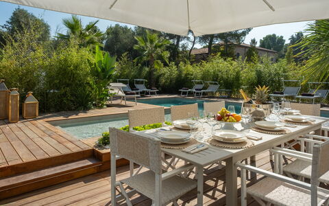Marea 8: Furniture, Outdoor Furniture, Table, Chair, Outdoor Table, Kitchen & Dining Room Table, Resort, Garden, Shade