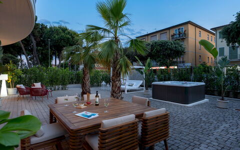 Casa Amare 4+2: Outdoor Furniture, Shade, Furniture, Chair, Resort, Garden, Outdoor Table, Eco Hotel, Courtyard