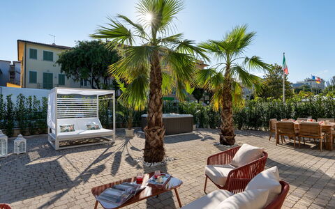 Casa Amare 4+2: Outdoor Furniture, Shade, Flowerpot, Resort, Eco Hotel, Garden, Landscaping, Chair, Umbrella