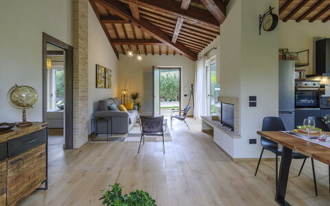 Villino le Moie 4+2: Furniture, Interior Design, Flooring, Wood, Couch, Ceiling, Home, Living Room, Chair, Floor