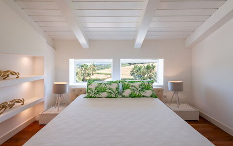Villa Bianca 10: Bed, Interior Design, Bedroom, Wall, Bedding, Furniture, Bed Sheet, Wood, Floor, Flooring