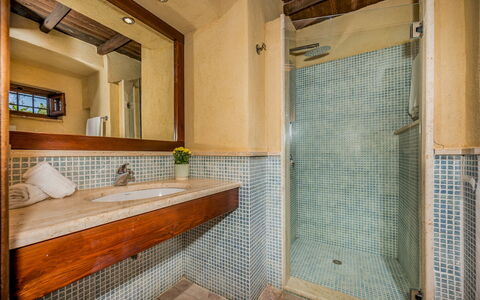 Villa Antura 4: Bathroom, Plumbing Fixture, Flooring, Wall, Bathroom Sink, Floor, Sink, Wood, Interior Design, Tap