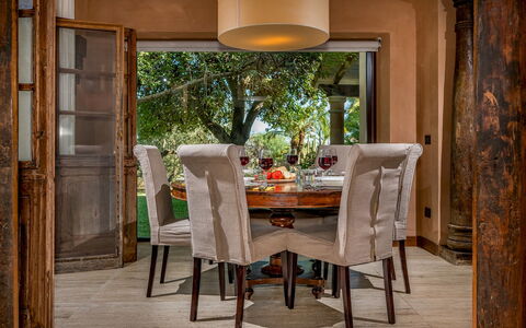 Villa Ashram 6: Furniture, Interior Design, Table, Flooring, Chair, Wood, Dining Room, Floor, Kitchen & Dining Room Table, Lighting
