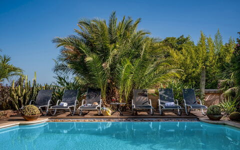 Villa Ashram 6: Swimming Pool, Blue, Resort, Outdoor Furniture, Eco Hotel, Sunlounger, Furniture, Chair, Tropics, Hacienda