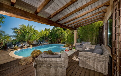 Villa Ashram 6: Swimming Pool, Furniture, Outdoor Furniture, Resort, Eco Hotel, Chair, Shade, Leisure, Flowerpot, Deck