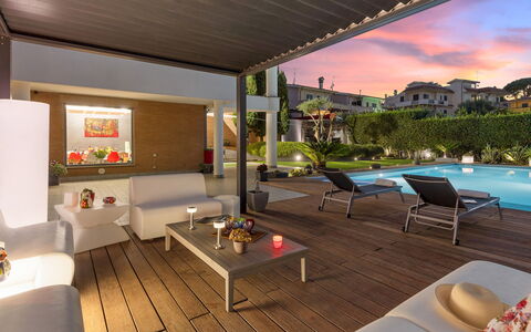 Villa Tiberio 6+2: Interior Design, Furniture, Resort, Home, Swimming Pool, Apartment, Eco Hotel, Houseplant, Flowerpot, Shade