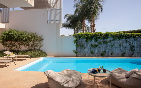 Villa Carrubo 4: Swimming Pool, Outdoor Furniture, Resort, Composite Material, Eco Hotel, Shade, Leisure, Sunlounger, Villa, Houseplant
