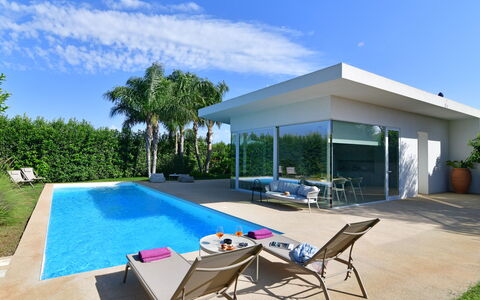 Villa Mandorlo 4: Swimming Pool, Blue, Resort, Shade, Home, Eco Hotel, Composite Material, Outdoor Furniture, Leisure, Landscaping