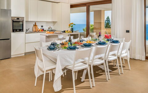 Villa Mulberry 10: Furniture, Table, Interior Design, Chair, Kitchen & Dining Room Table, Tableware, Dining Room, Restaurant, Room, Tablecloth