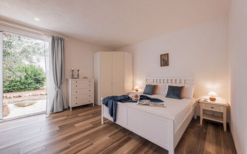 Villa Puspo 8: Furniture, Bed, Interior Design, Bedroom, Flooring, Floor, Wood, Bed Sheet, Bedding, Room
