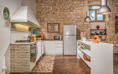 Villa Ramunna 6: Kitchen, Kitchen Appliance, Major Appliance, Flooring, Interior Design, Wall, Furniture, Countertop, Home Appliance, Floor