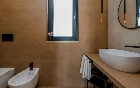 Kapoka 6: Wall, Flooring, Floor, Plumbing Fixture, Bathroom, Interior Design, Bathroom Sink, Brown, Sink, Mirror