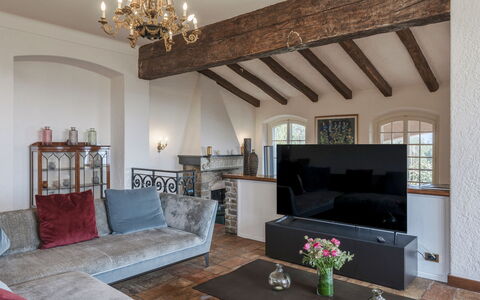 Villa la Cicaliera 10: Furniture, Interior Design, Wall, Couch, Flooring, Wood, Room, Floor, Living Room, Ceiling