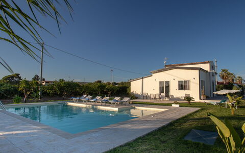 Profumo di Zagara 6+2: Blue, Swimming Pool, Residential Area, Resort, Human Settlement, Composite Material, Estate, Shade, Hacienda, Villa
