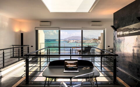Dimora Egadina Giovanni 4+4: Interior Design, Furniture, Floor, Flooring, Ceiling, Apartment, Chair, Room, Glass, Balcony