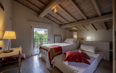 Villa Sparta 8+2: Furniture, Wall, Interior Design, Bedroom, Bed, Floor, Flooring, Home, Ceiling, Room